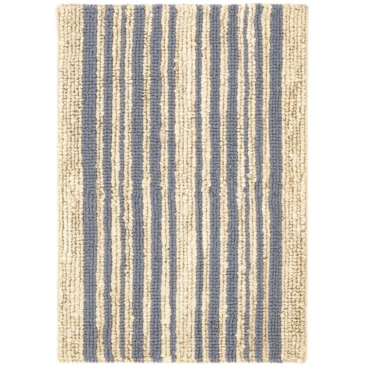 Calder Stripe Pewter Blue Handwoven Wool-Cotton Blend Rug 10' x 14'