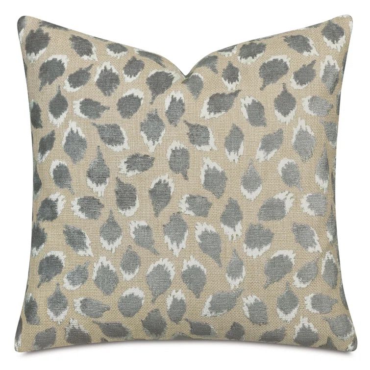 Silver and Beige Spotted Velvet Square Pillow