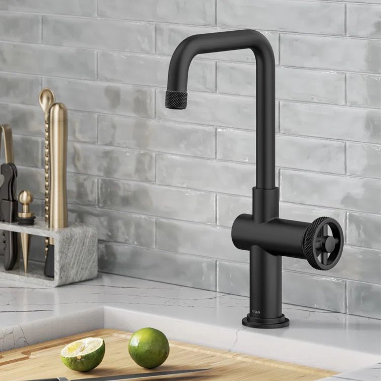 Matte Black Industrial Single Handle Bar Faucet with Pull-out Spray