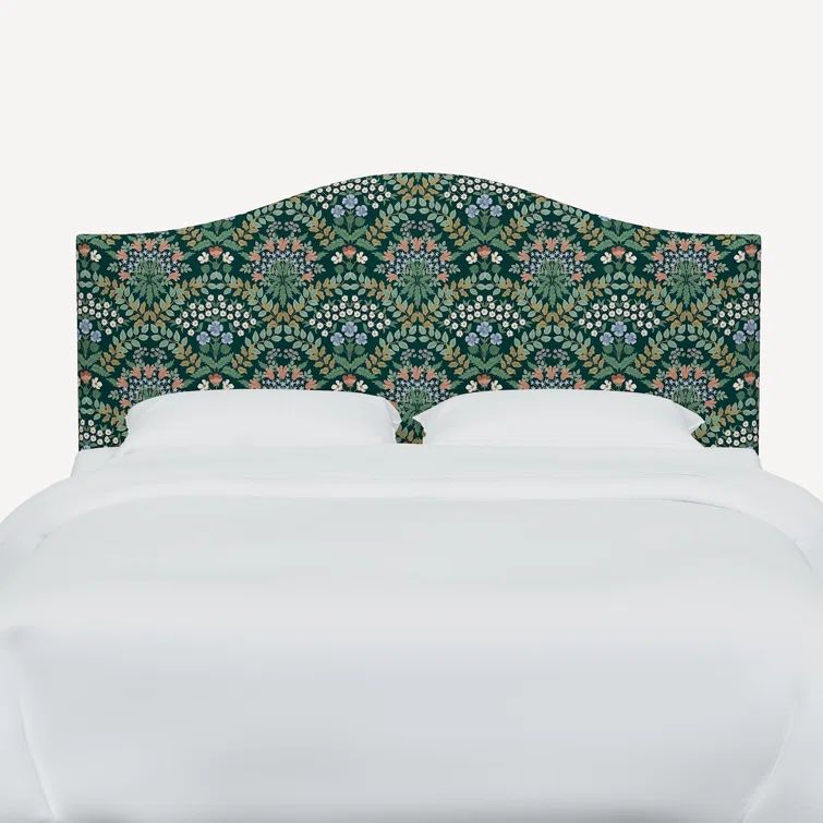 Emerald Green Linen Upholstered Queen Panel Headboard