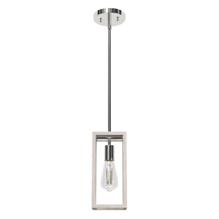 Chrome Distressed White Glass LED Mini Pendant Light
