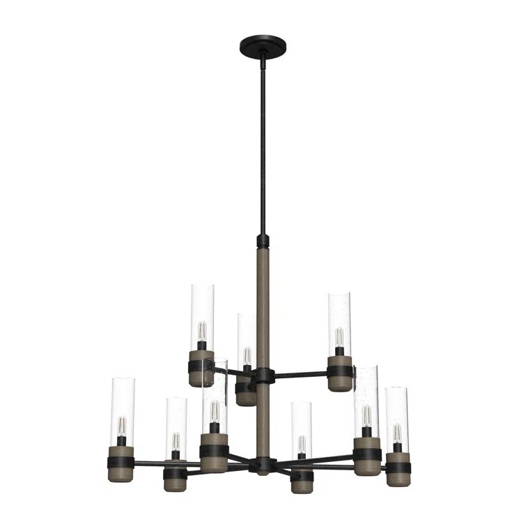 Rustic Iron 30" Two-Tier 9-Light Chandelier