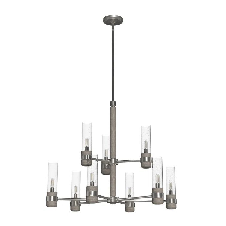 River Mill Brushed Nickel 9-Light 2-Tier Chandelier