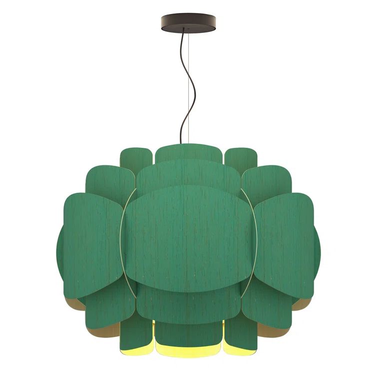 Bella Light Petrol 30" Reconstructed Wood Veneer 1-Light Pendant