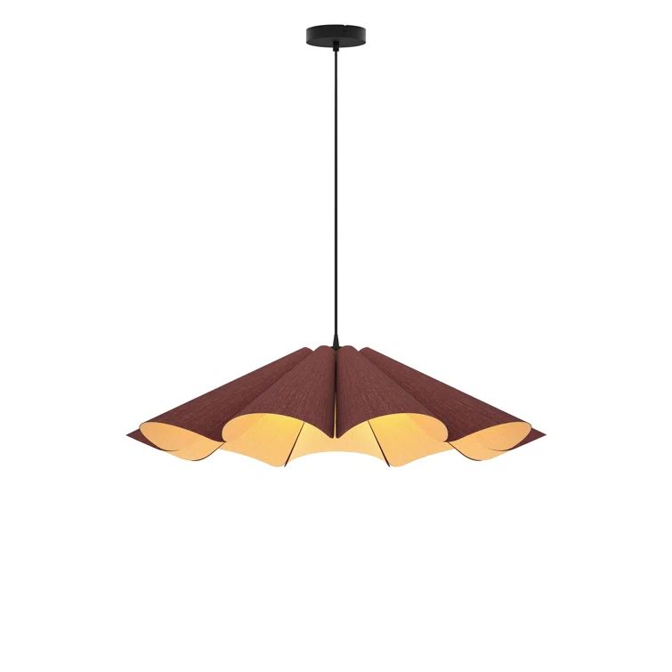 Violet Glass and Wood Veneer 32" Contemporary Pendant Light