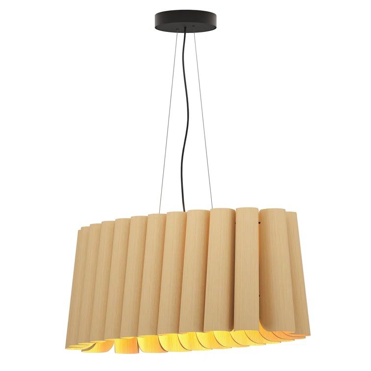 Ash Recycled Wood Veneer Oval Pendant Light