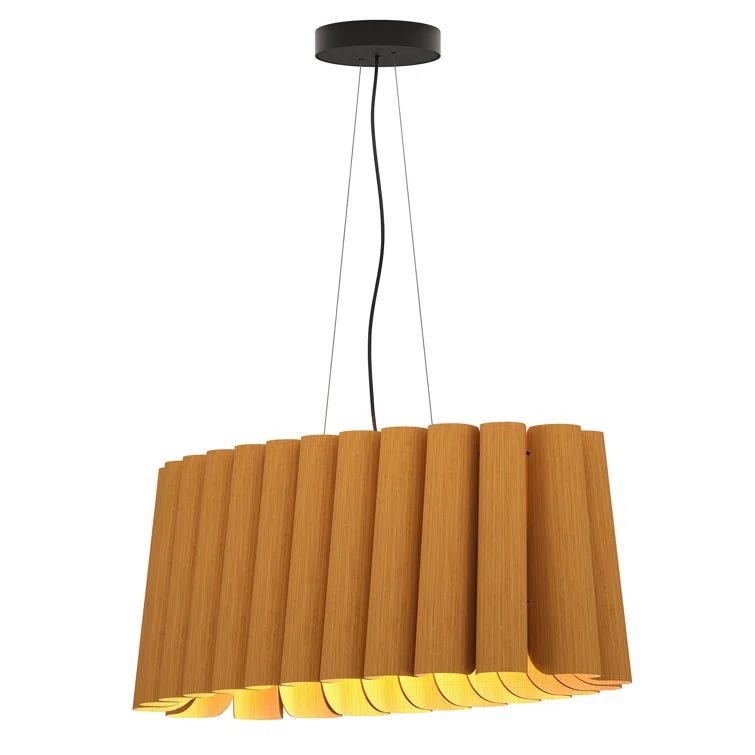 Petribi Brown Recycled Wood Veneer Oval Pendant Light