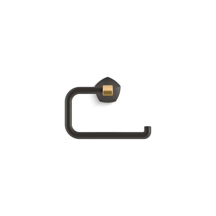 Matte Black and Gold Wall Mounted Towel Ring