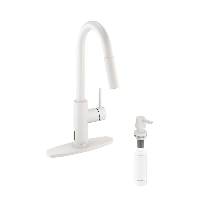 Matte White Stainless Steel Pull Down Sprayer Kitchen Faucet