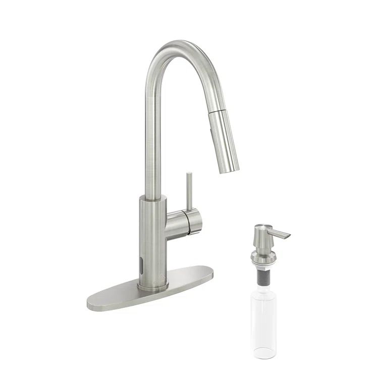Brushed Nickel Single-Handle Pull Down Kitchen Faucet with Infrared Sensor