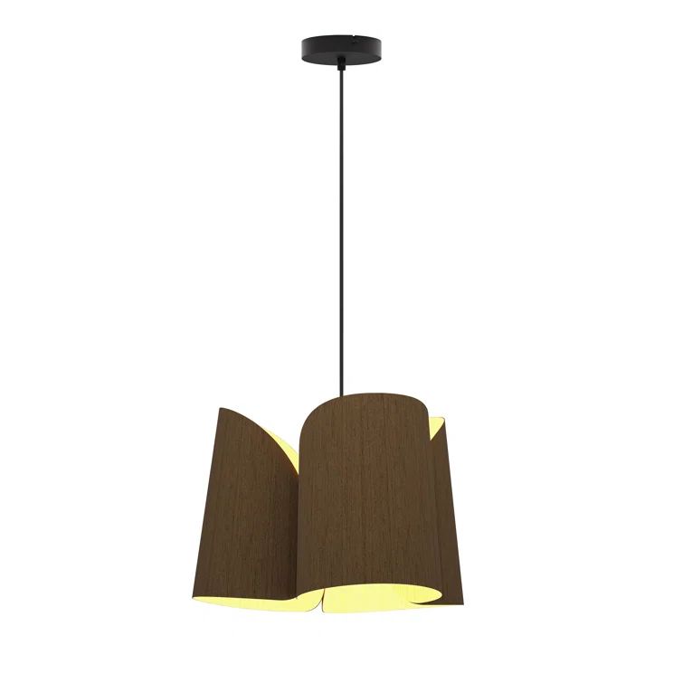 Ebony Reconstructed Wood Veneer Pendant Light with Glass Shade