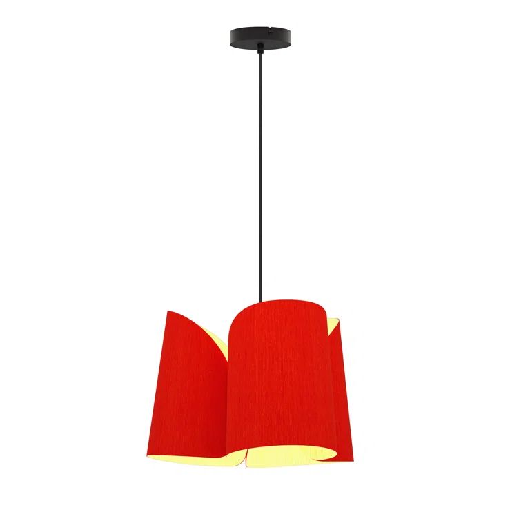 Julieta Red Glass and Wood Veneer 18" Pendant Light