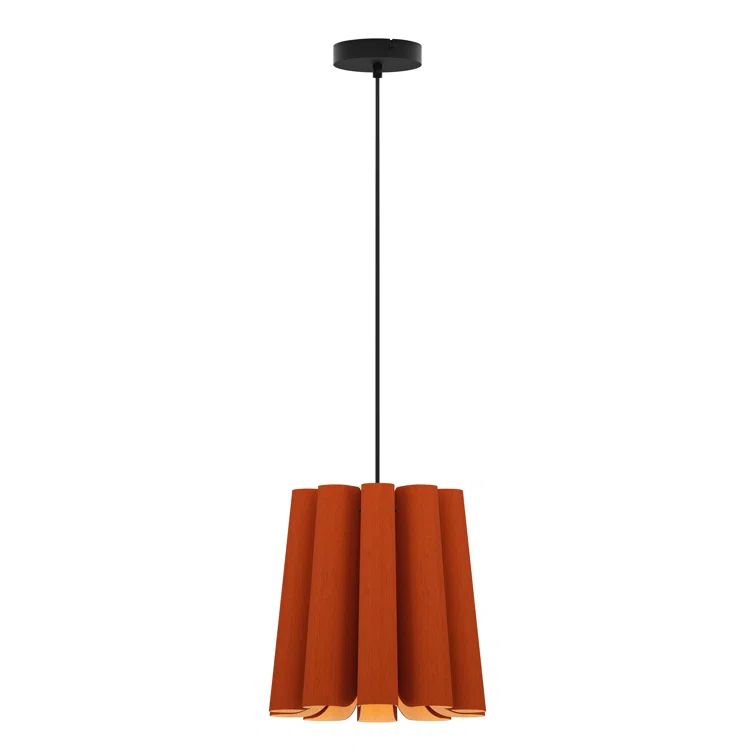 Terracotta Mini Drum Pendant Light with Recycled Wood Veneer Shade