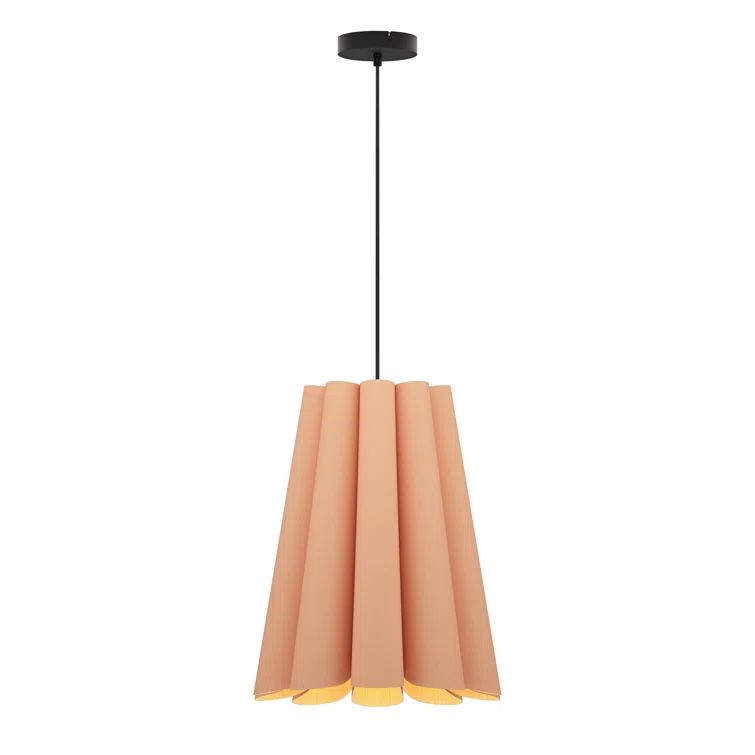 Rose and Black Reconstructed Wood Veneer Pendant Light