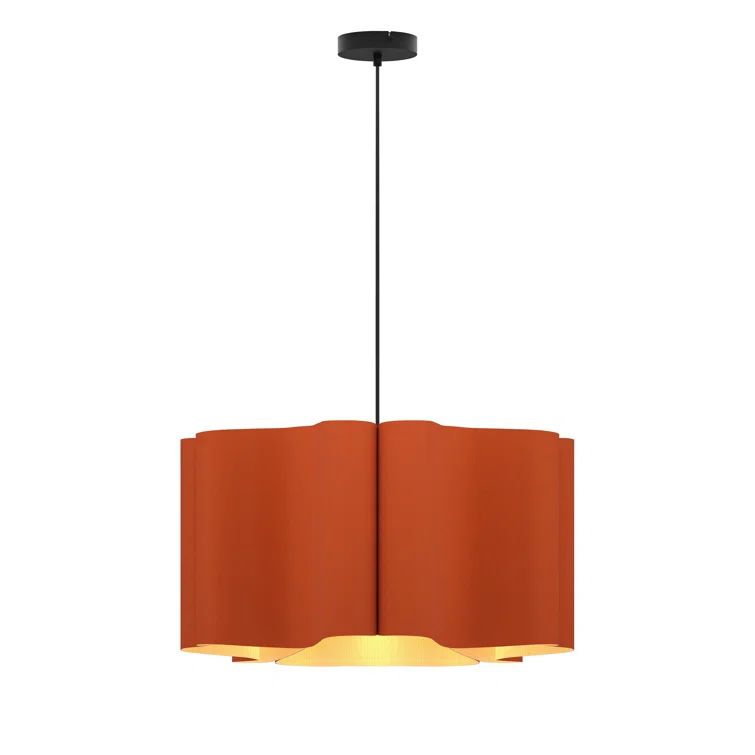 Terracotta Drum 1-Light Pendant with Black Glass Canopy