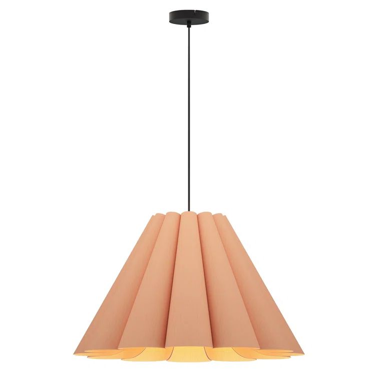 Rose and Black 28" Wide Pendant Light with Recycled Wood Veneer Shade