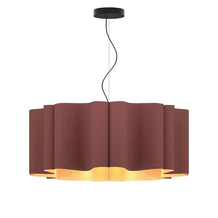 Violet Reconstructed Wood Veneer Drum Pendant Light