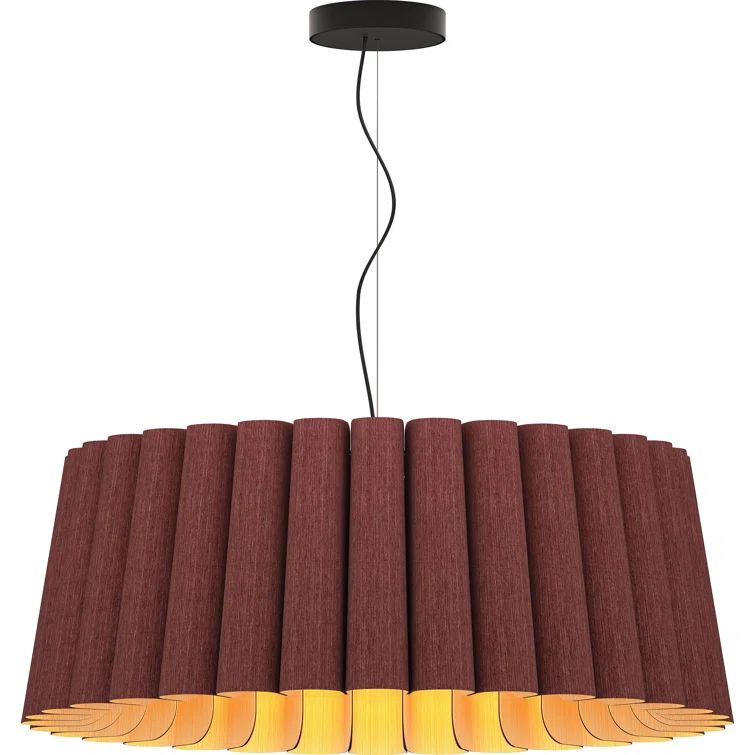 Violet Drum Pendant Light with Recycled Wood Veneer Shade