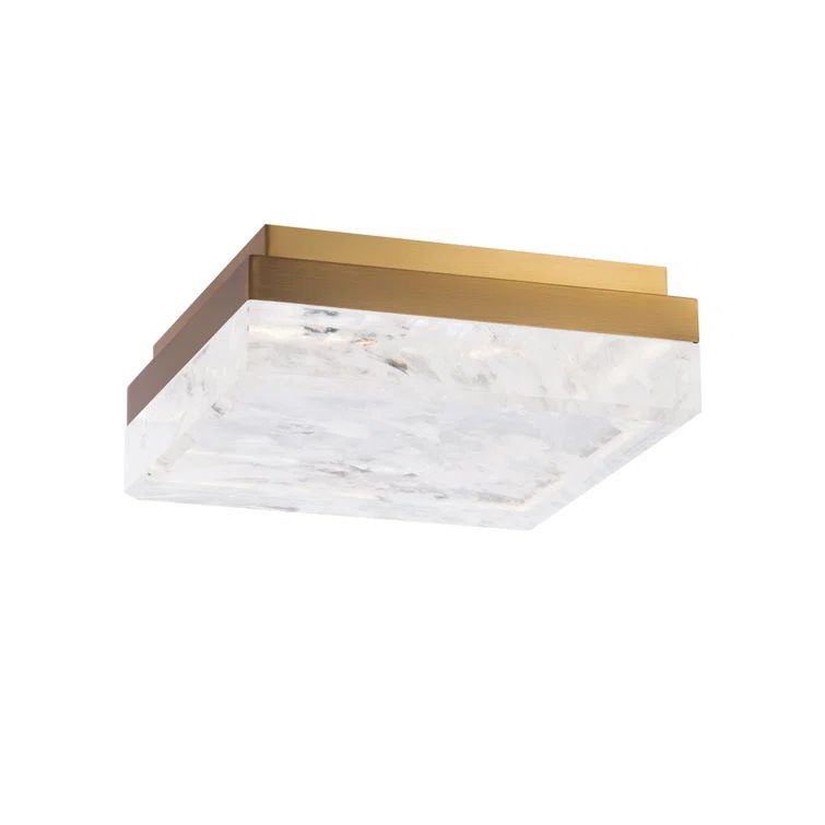 Whisper Aged Brass 12" LED Crystal Flush Mount