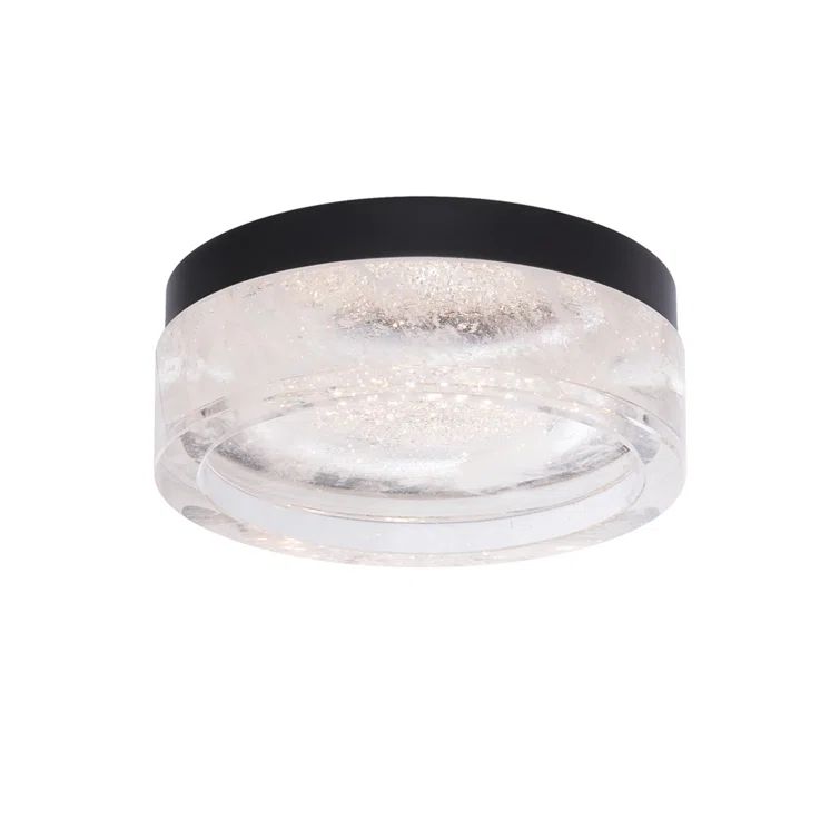 Melange Optic Haze Crystal 8" LED Flush Mount in Black