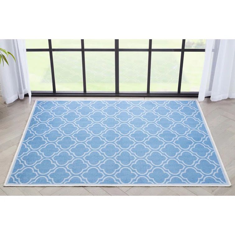 Apollo Soft Blue Chenille 63''x47'' Reversible Area Rug