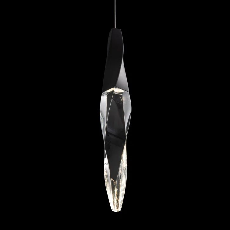 Black Crystal LED Mini Indoor/Outdoor Pendant Light