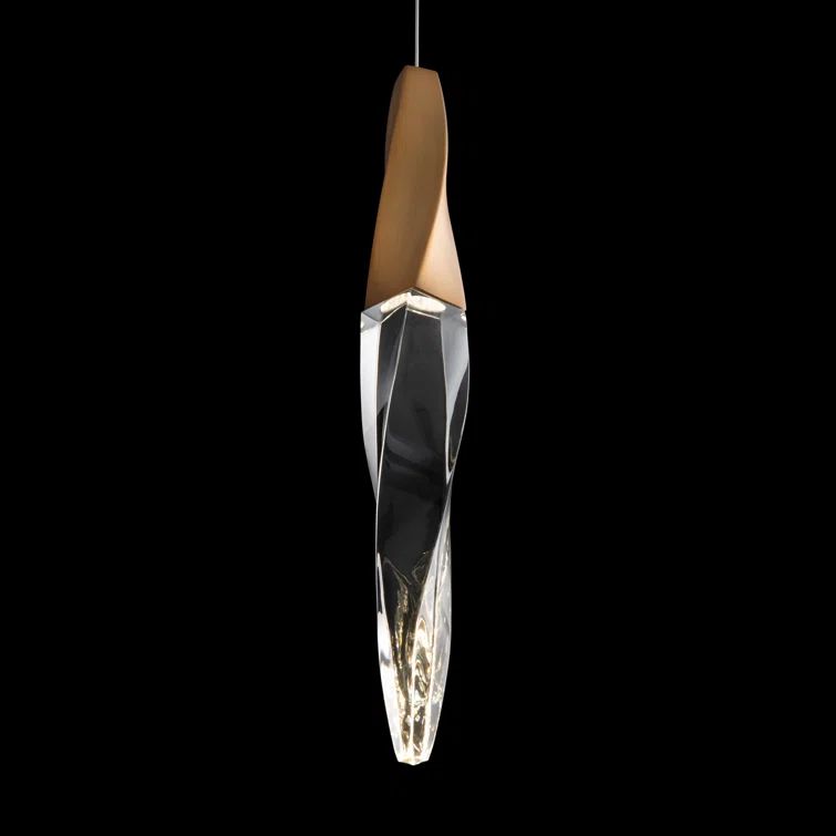 Kindjal Aged Brass LED Mini Pendant with Optic Crystal