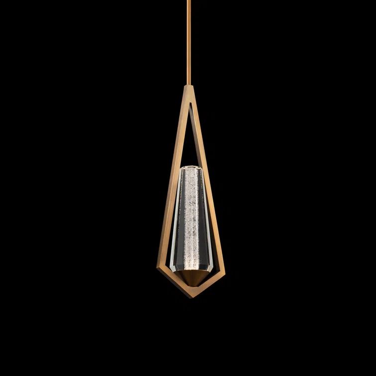 Aged Brass Crystal LED Mini Pendant Light