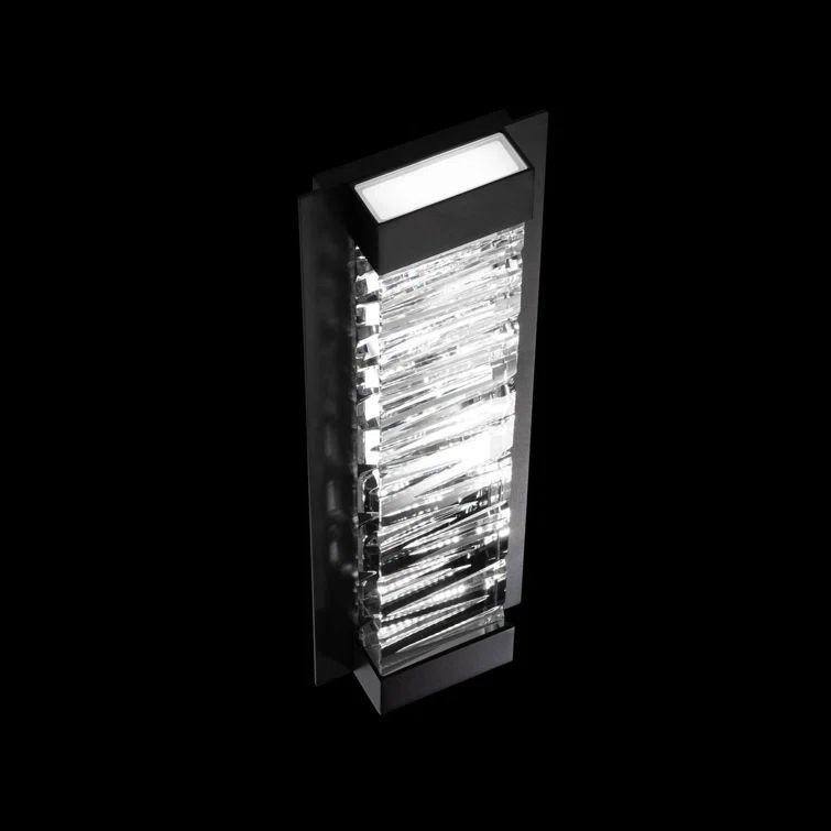 Black Crystal LED Wall Sconce with Integrated Dimmable Light