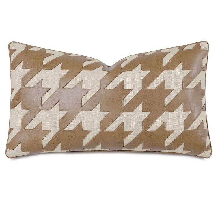 Saddle Faux Leather Lumbar Pillow with Appliqued Design