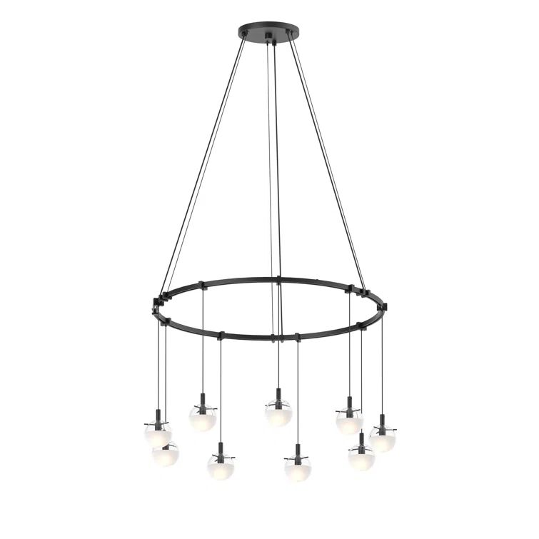 Black Glass LED 9-Light Cluster Pendant