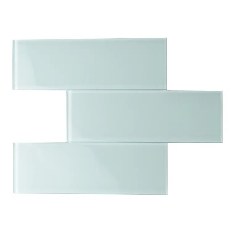 Baby Blue Glossy Glass Subway Wall Tile, 3" x 9"