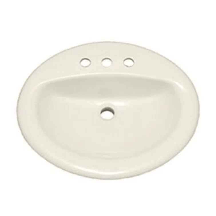 Biscuit Ceramic Oval Drop-In Bathroom Sink with Overflow
