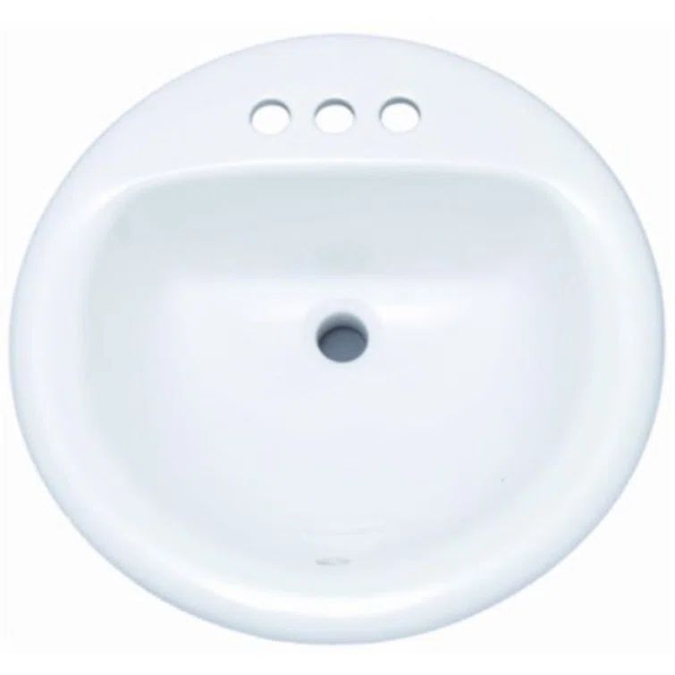 Biscuit Ceramic 19" Round Drop-In Bathroom Sink with Overflow