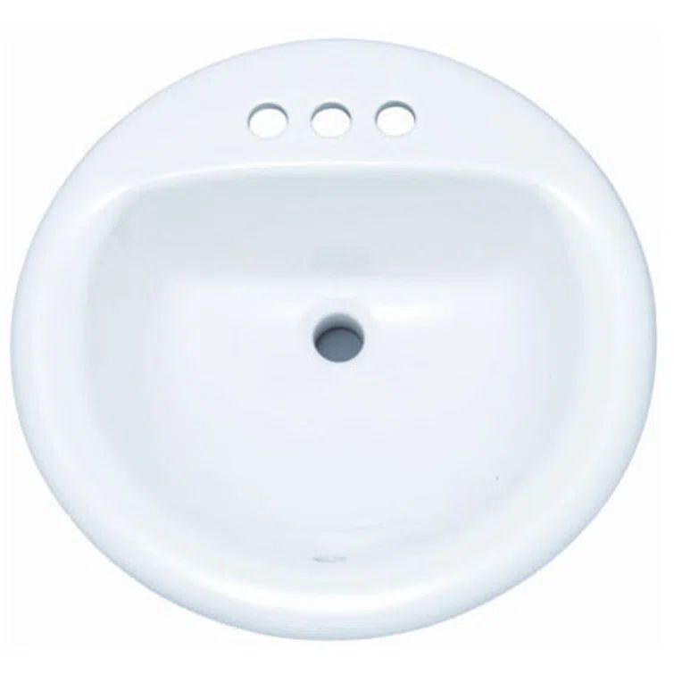 White 19'' Round Ceramic Bathroom Sink with Overflow