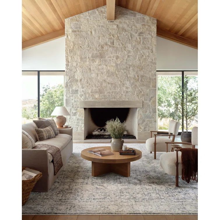 Amber Lewis Charcoal Beige Wool and Viscose Runner Rug