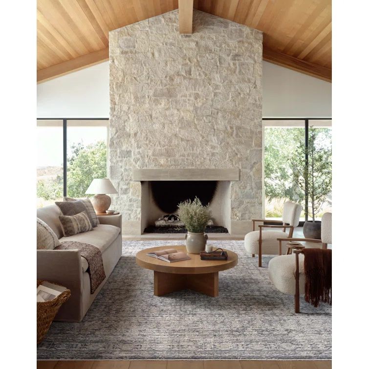 Amber Lewis Charcoal and Dove Synthetic Rectangular Area Rug