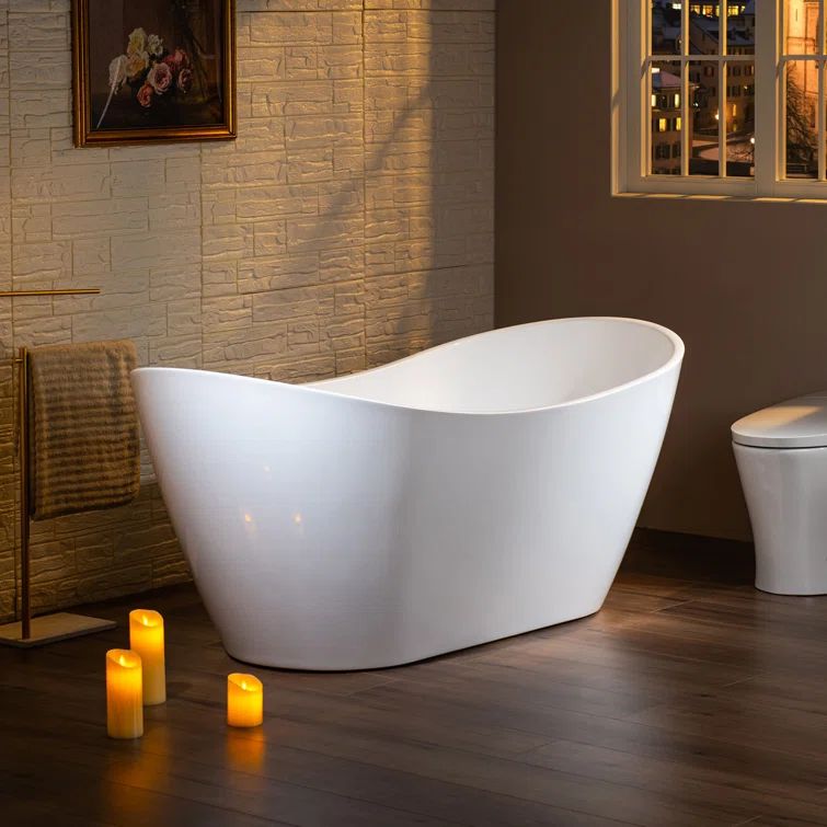 67'' White Acrylic Freestanding Double Slipper Bathtub