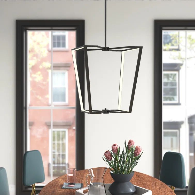 Modern Black LED Cage Ceiling Chandelier with Dimmable Light