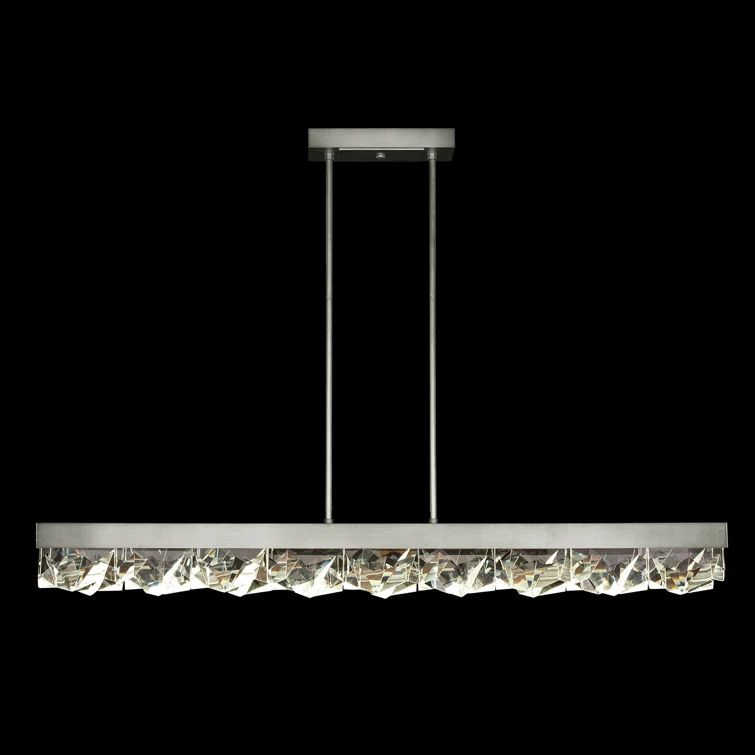 Strata Crystal-Embellished Silver LED Island Pendant, 54.5"
