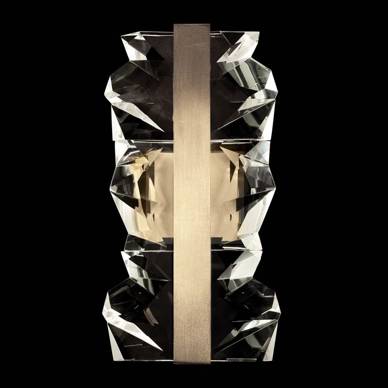 Strata Elegance Bronze LED 2-Light Dimmable Sconce with Hand-Carved Crystals