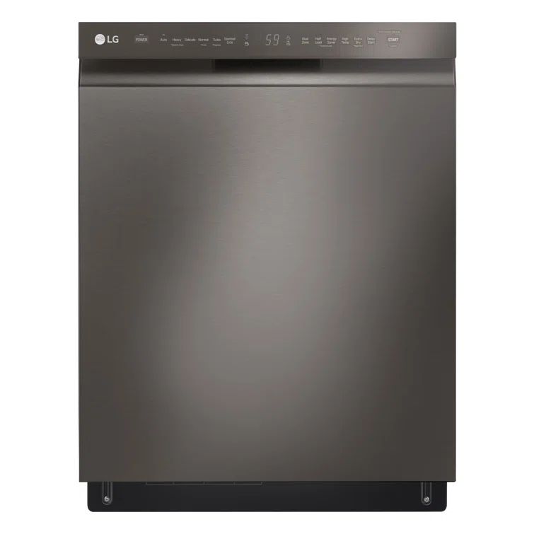 24" Black Stainless Steel Front Control Dishwasher with QuadWash
