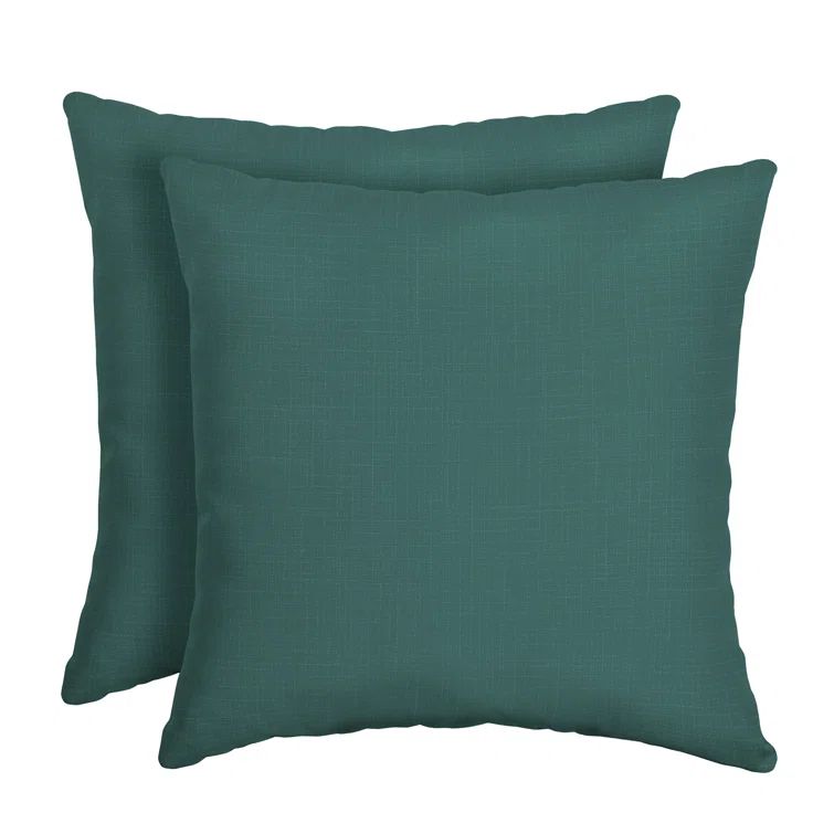 Peacock Blue Green Outdoor Square Throw Pillow Set