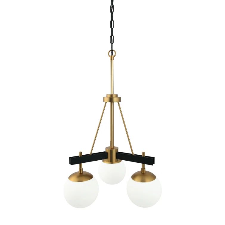 Mini Brass Sputnik Chandelier with White Glass Globes