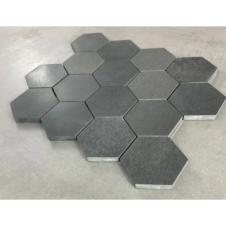 Andesite Gray Hexagon Marble Mosaic Bathroom Shower Tiles