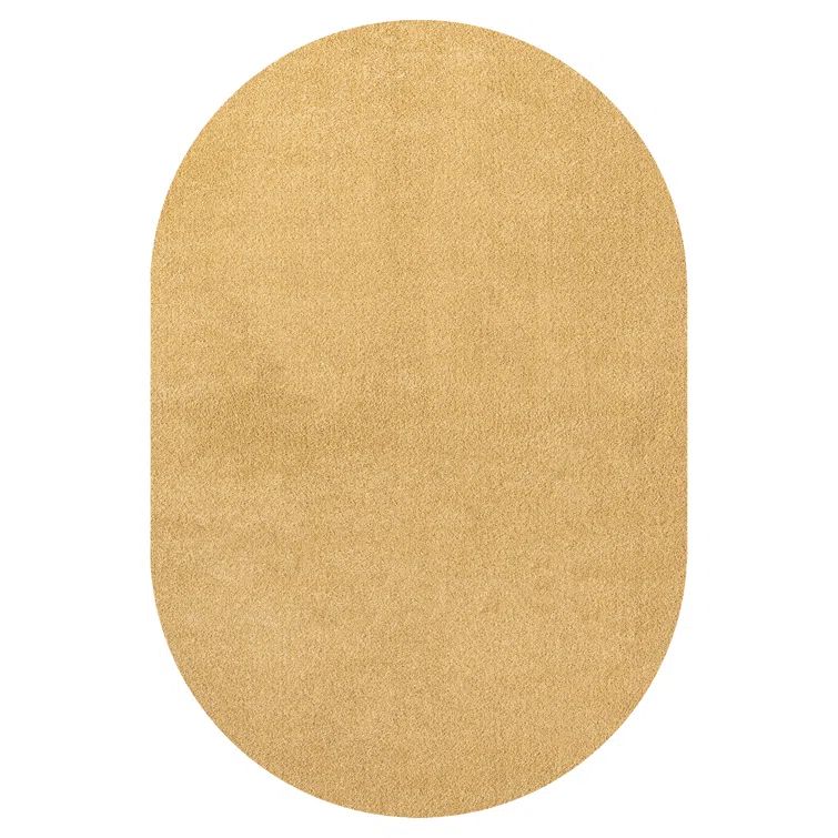 Mustard Oval Easy Care Synthetic Area Rug 3 ft. x 5 ft.