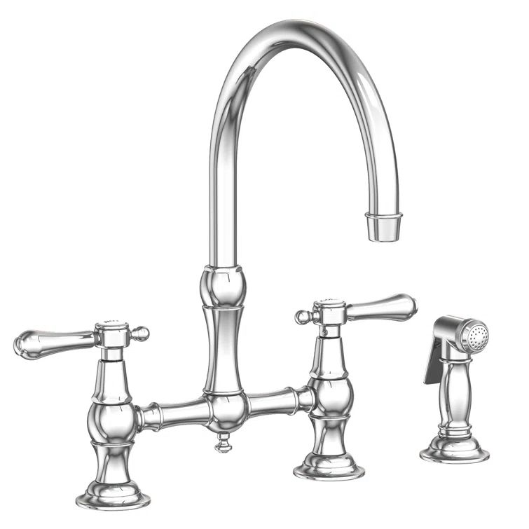 Chesterfield Polished Chrome Kitchen Bridge Faucet with Side Spray