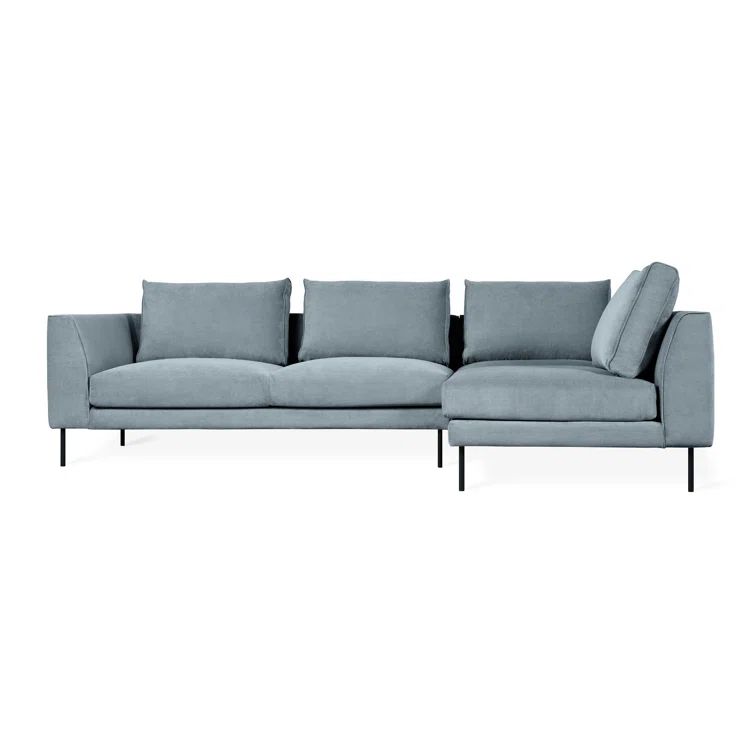 Mersey Skyline Blue Polyester Blend Sectional Sofa