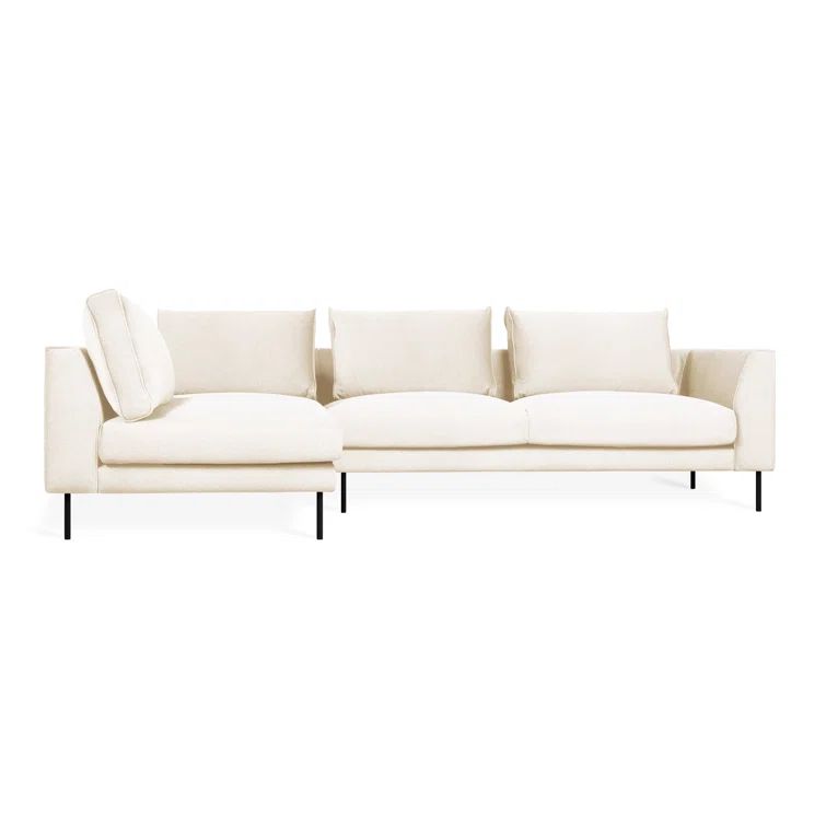Merino Cream Left-Facing Luxe Sectional Sofa with Solid Wood Legs