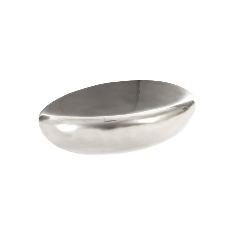 Liquid Silver Oval Acrylic and Wood Coffee Table